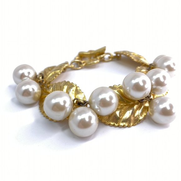 Kenzo Jewelry - Authentic Vintage Kenzo Leaf and Pearl Bracelet